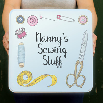 Johnnyjoe Personalised Sewing Keepsake Box, Tin