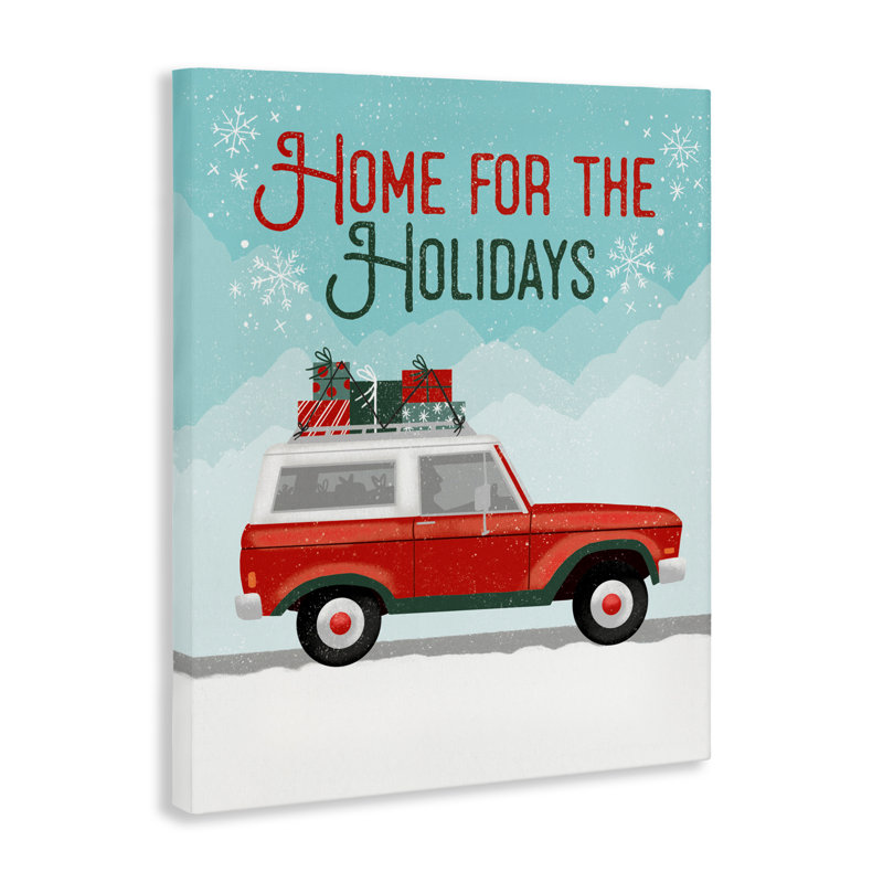 Toile rétro Home For Holiday, design par Jilly Jack Designs, H 20 po x l 16 po