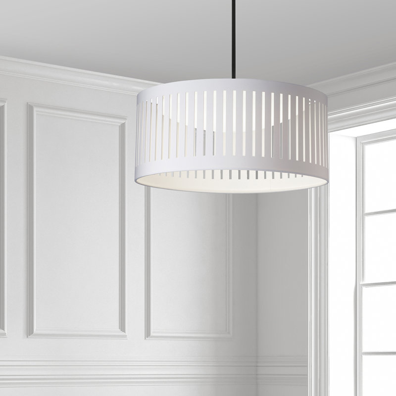 Luminaire suspendu cylindrique à fente 22W, noir mat avec abat-jour gris, Noir