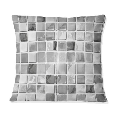 Grey Mosaic Tiles III - Modern Throw Pillow