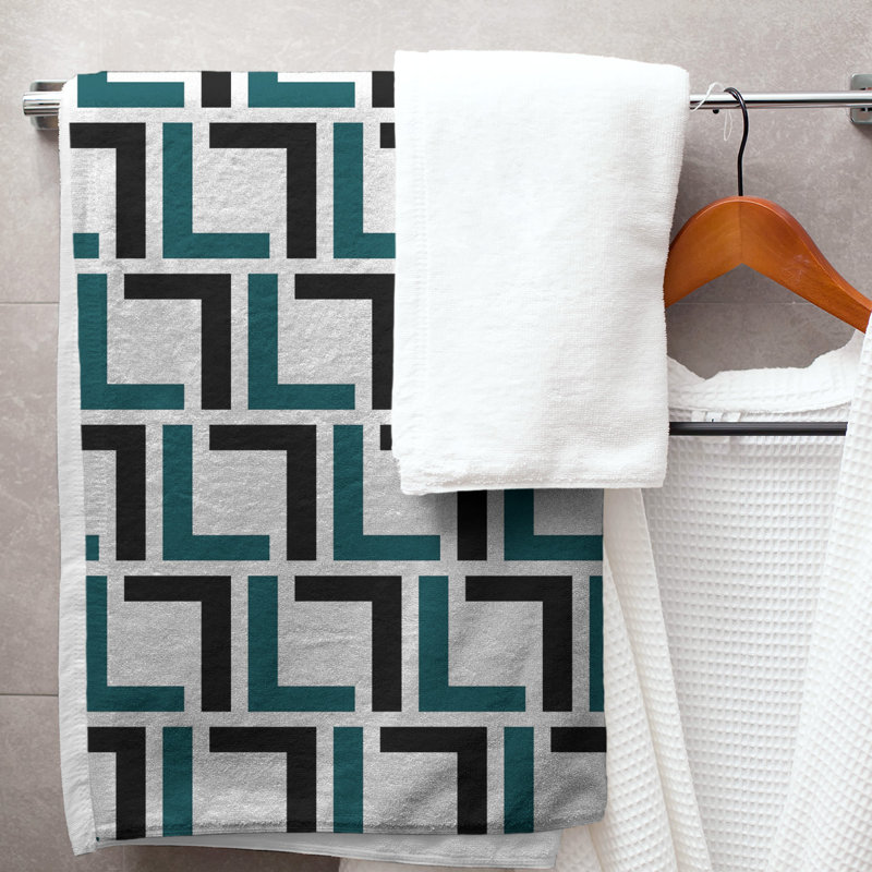 Serviette de bain, White/Midnight Green/Black