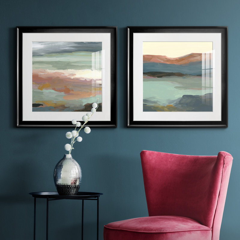 Ocean Bluff - ensemble de 2 peintures encadrées, H 30,5 po x l 61 po x P 1,5 po, Noir