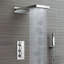 Système de douche à pluie et à pluie Leo en chrome contemporain avec mélangeur thermostatique à 3 voies et douche à main