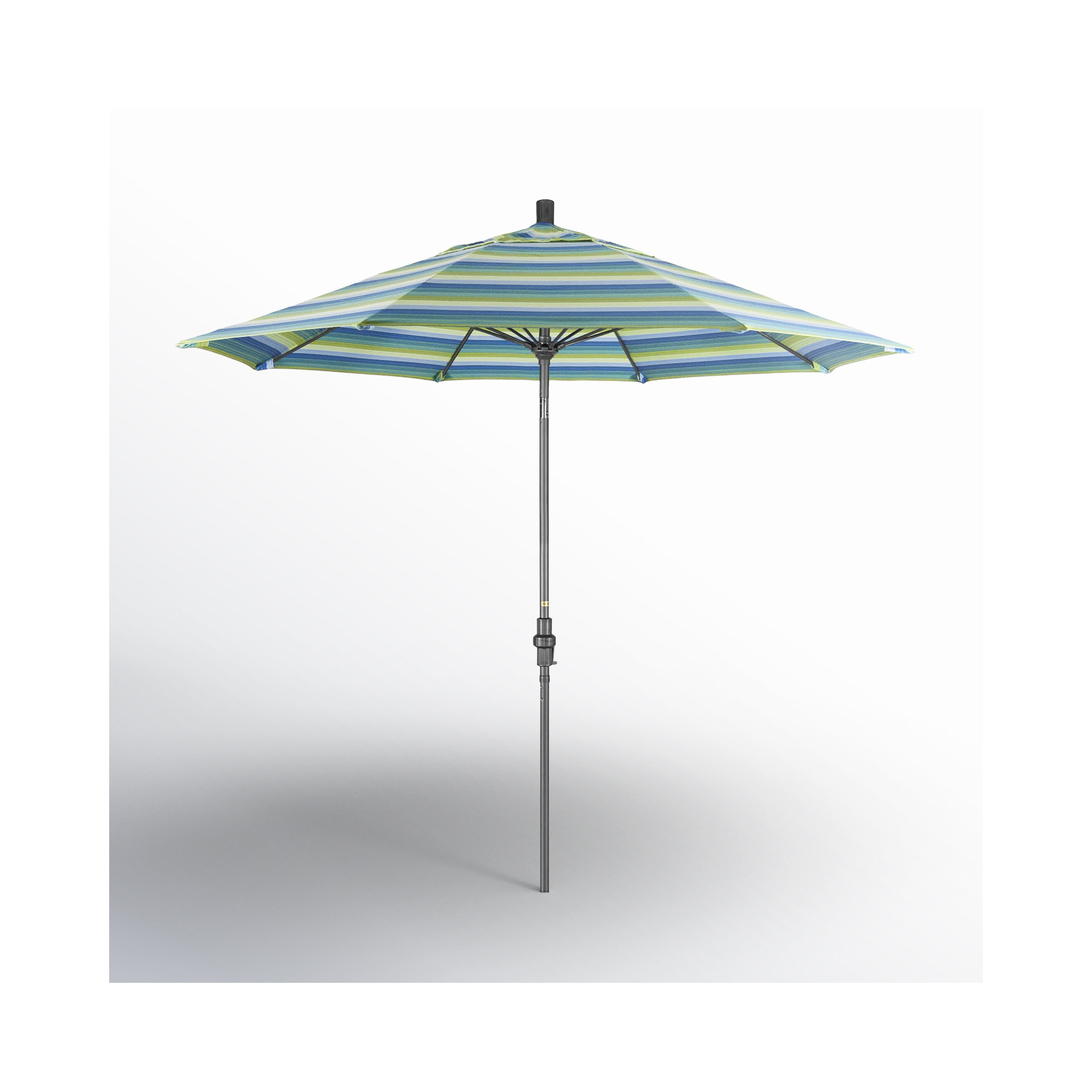 Roverta 9' Market Sunbrella® Umbrella, Seville Seaside Stripe Sunbrella®, Black