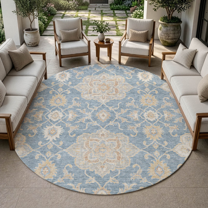 Tapis Chantille ACN3077 Global, lavable à la machine, intérieur/extérieur, En jean, 8 pi x 8 pi