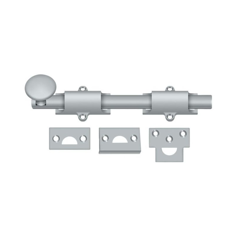 Boulon de surface 8 po Deltana 8SB26D; robuste; finition chrome satiné, Chrome brossé, H 1,25 po x l 8 po x P 1 po
