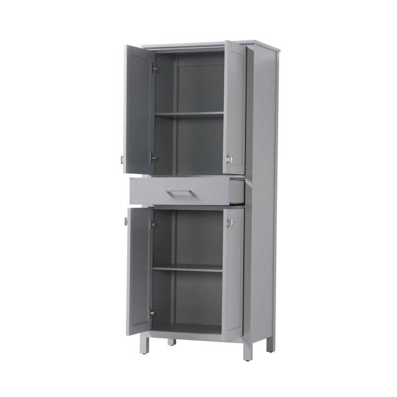 28 inch Bath Storage Cabinet in Grey, Gray, 72" H x 28" W x 18" D