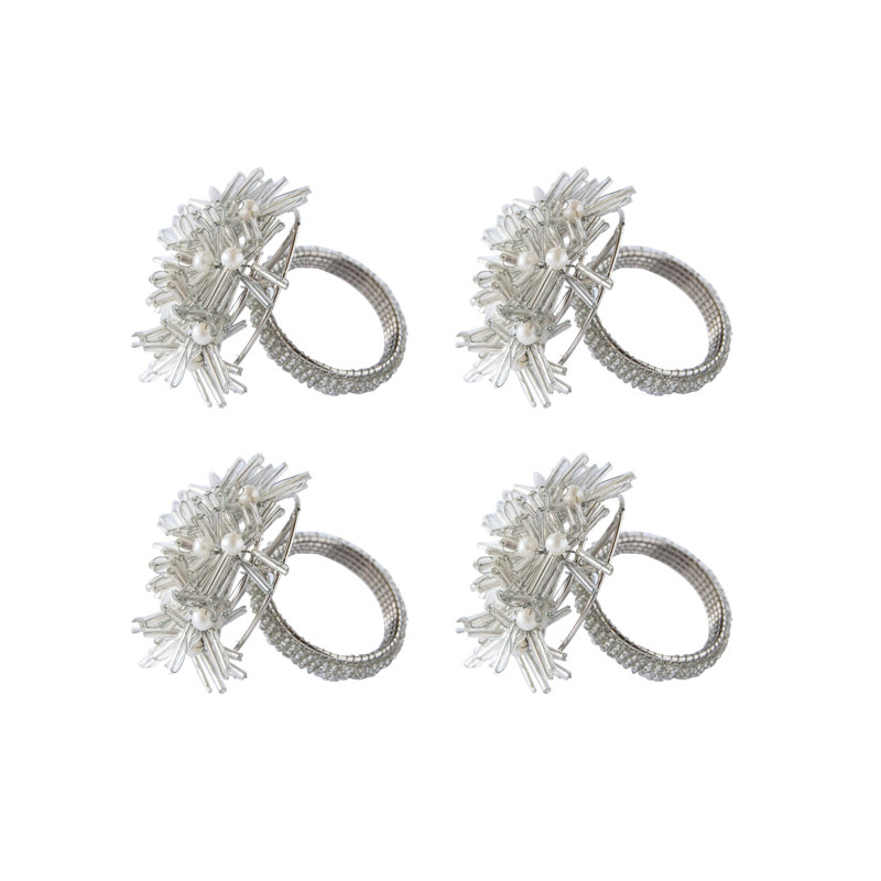 Rond de serviette en métal avec perles de verre