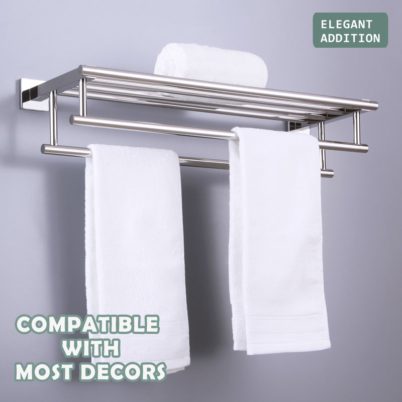 Porte-serviettes mural, Chrome poli, H 5,13 po x l 23,62 po x P 7,9 po