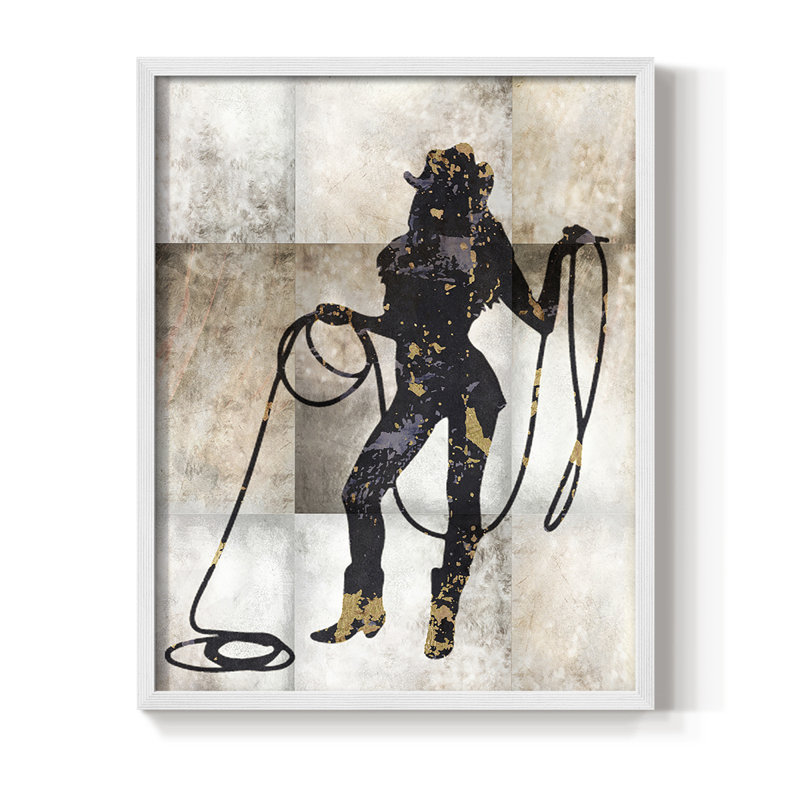 Cowgirl III, reproduction encadrée - bois massif, H 11 po x l 9 po, Blanc