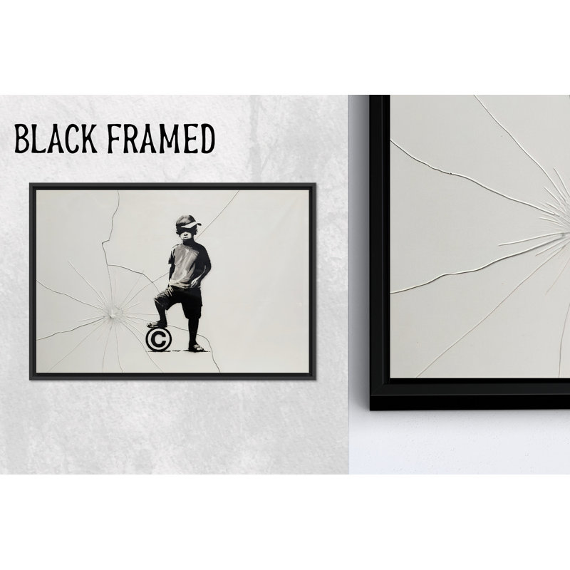 Modern Home Decor: Banksy Boy, reproduction d'art sur toile, art mural artistique 1P, H: 47,3 po x l: 82,7 po