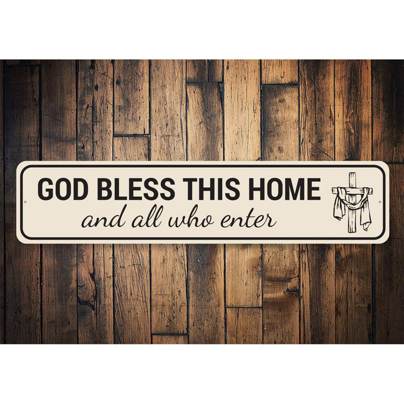 «God Bless This Home», panneau en aluminium, H 4 po x l 18 po x P 0,04 po