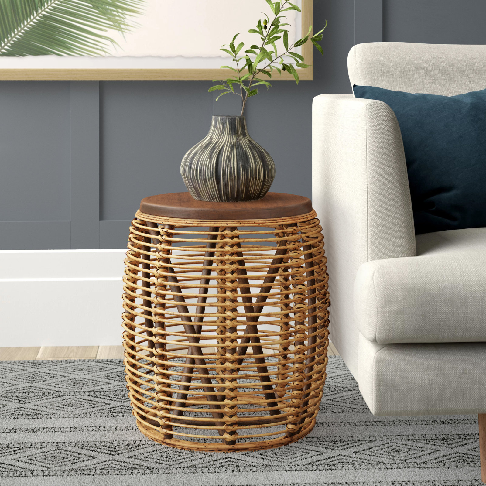 Shoshanna Solid Wood End Table, Dark Brown/Honey Brown Wash