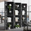 Paravent 6 panneaux en bois massif noir-882603779