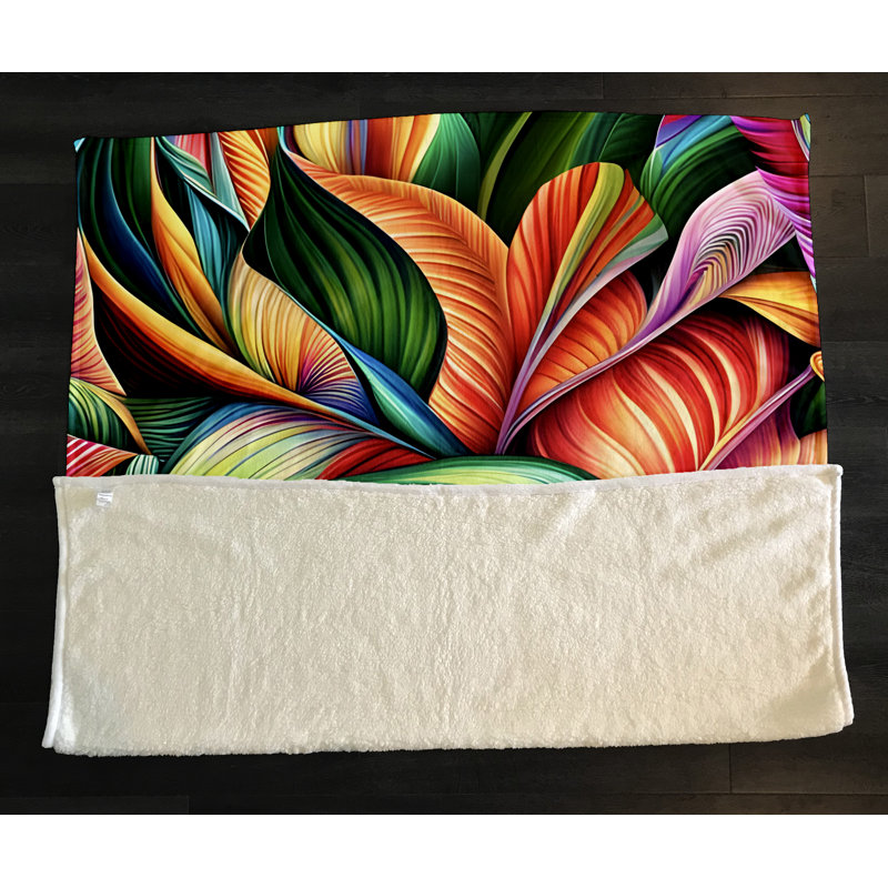 Jeté Ridgley, L 51 po x L 60 po, Floral / abstrait, Vert/Orange/Rose