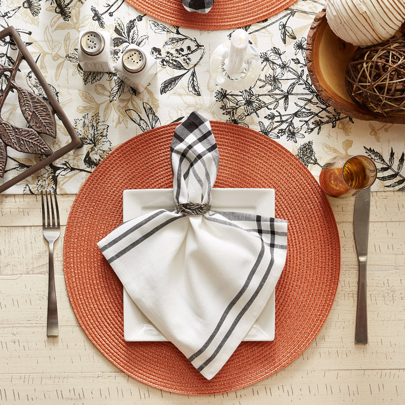 Orange Round Braided Polypropylene Placemats Set of 6