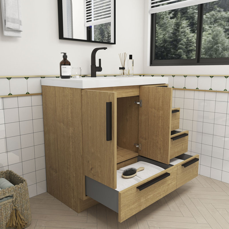 Pickfair 36" Free Standing Vanity With Acrylic Sink, Brown