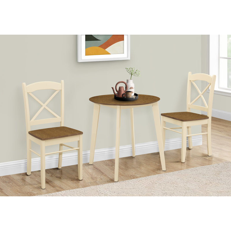 Katira Round Dining Table, Oak Top/ Cream Base