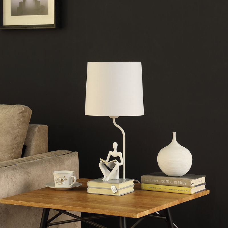 Lampe de table 20,5 po Breighana, Blanc mat, Blanc