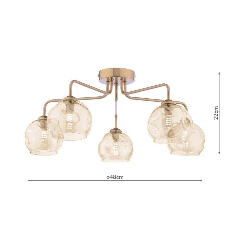 Flush Mount, 22" H x 48" W x 48" D, 5