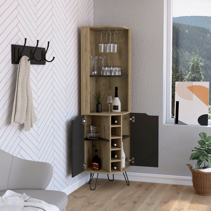 Armoire de bar Audra, six tablettes, quatre tablettes avec porte Audra