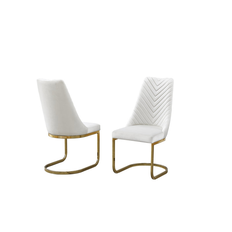 Chaise d'appoint rembourrée Afred, Crème, Or / chrome