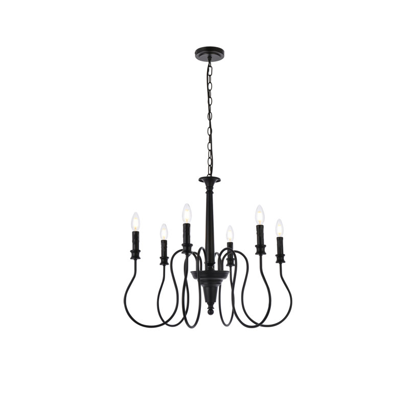 Aurianne Candle Style Traditional Chandelier, Black, 18.2" H x 17" W x 17" D