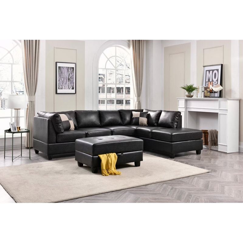 Canapé modulaire Malone (3 boîtes), NOIR, Noir
