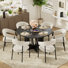 Ensemble de table de salle à manger 47 po avec fauteuil, table de cuisine minimaliste avec base à double piédestal et chaises pour petits espaces