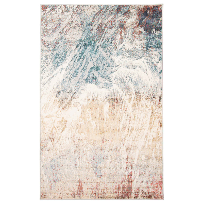 Kunta Teal Rug, Rectangle 5' x 8'