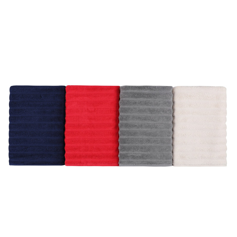 Turkish Cotton Midweight Bath Towel, Red/Grey/White