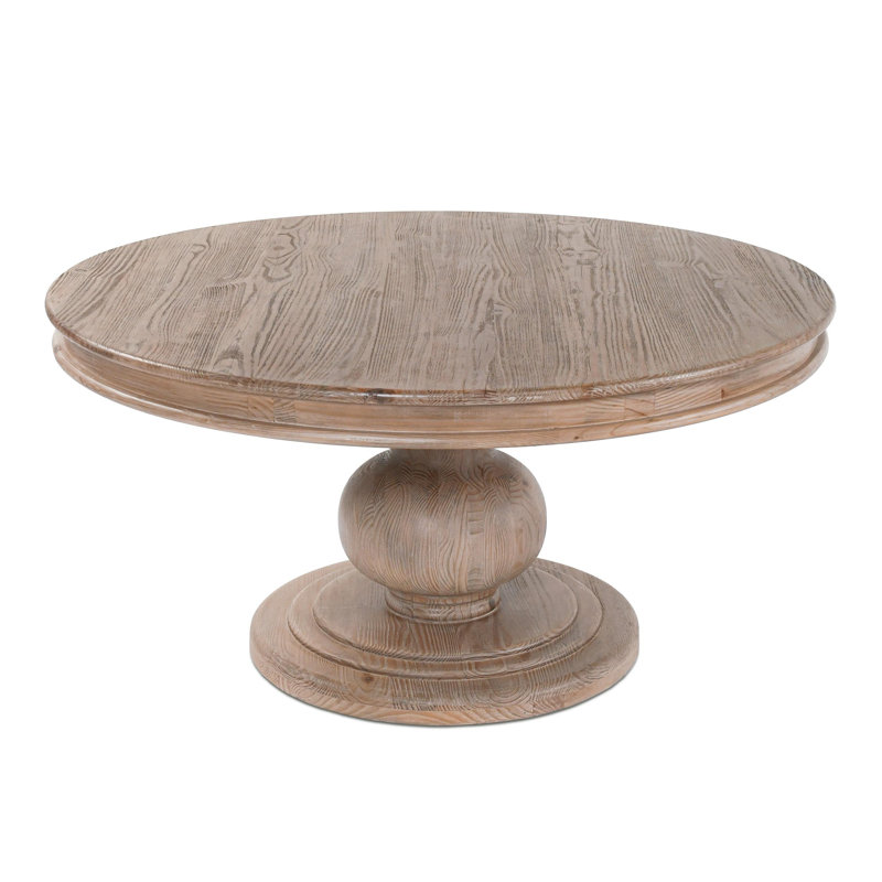 Beatriz Round Pine Wood Dining Table, Rustic Taupe