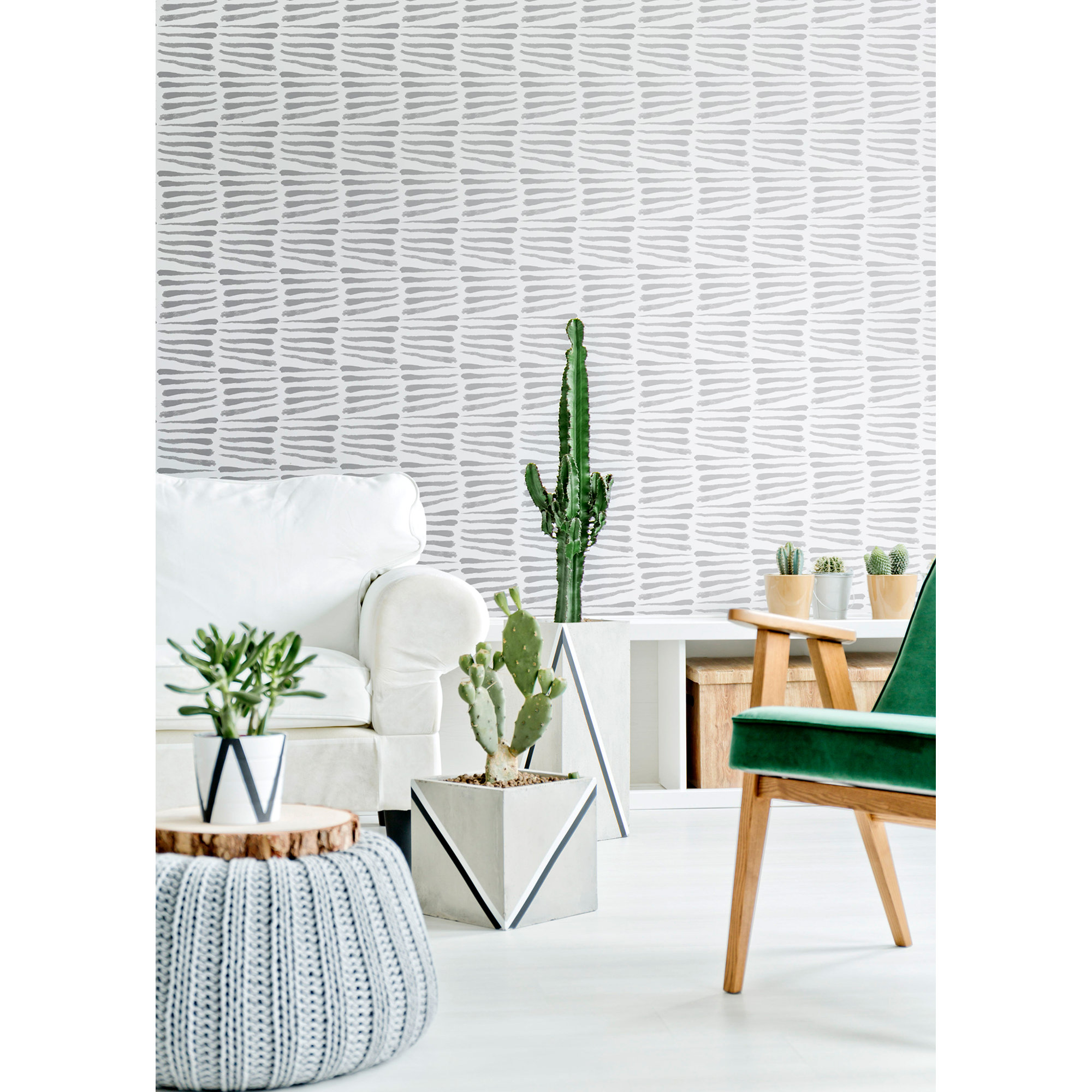 Nomad Modern Striped Peel & Stick Wallpaper, Non-pasted, Pencil
