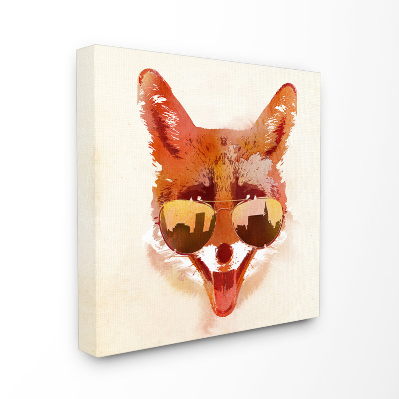 Décoration murale fox avec aviators kids Diphda, Toile tendue, H 30 po x l 30 po x P 1,5 po