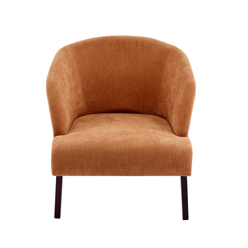 Carreras Upholstered Accent Chair With Curved Back & Wooden Legs, 1, Light Pumpkin