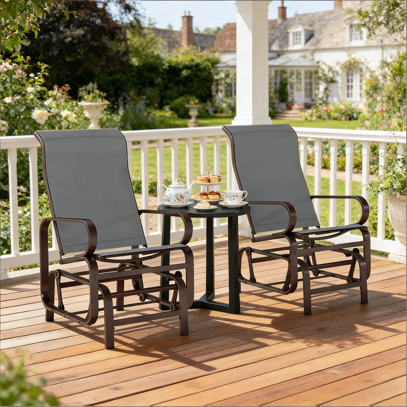 Fauteuils à bascule et patins de patio modernes, structure en acier au design ergonomique, parfait pour l'extérieur