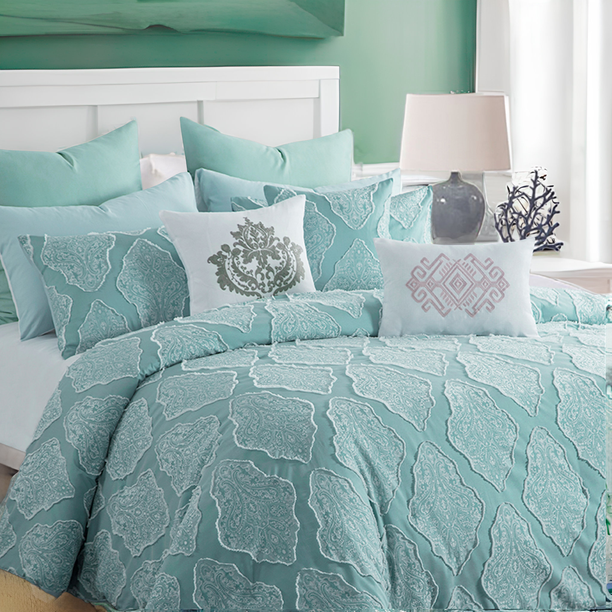 Bungalow Rose Maichael Sateen Damask Coverlet Set Wayfair