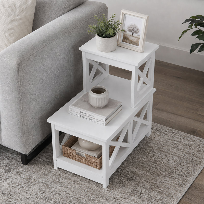 Table de bout avec rangement Darek, Blanc