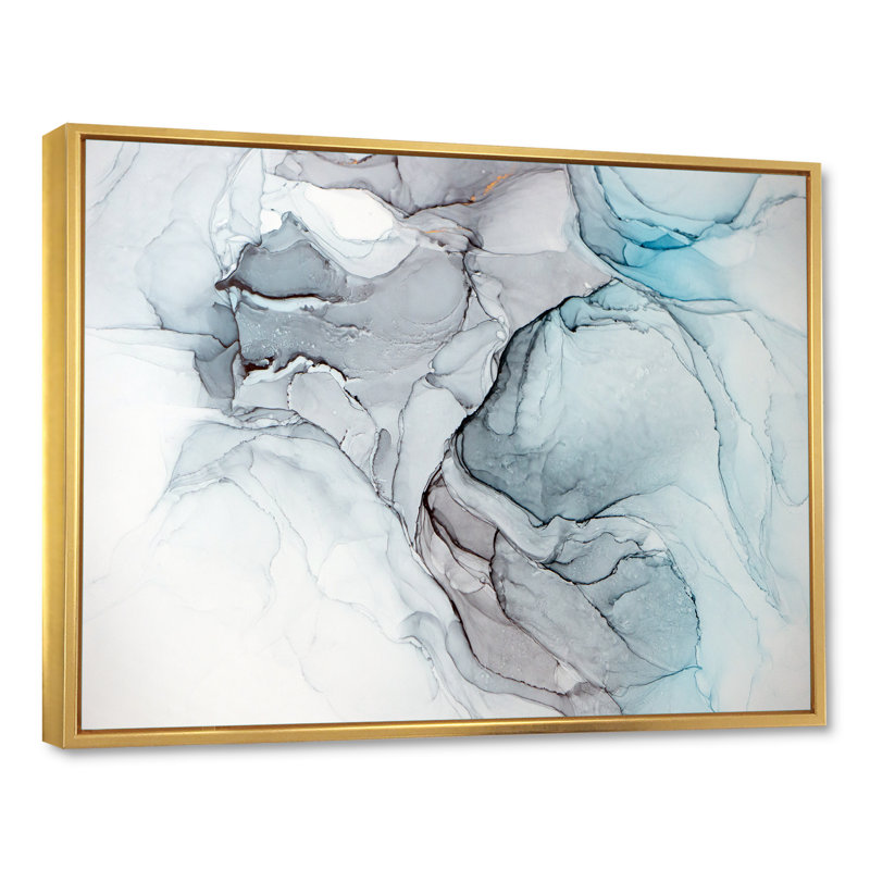 Luxry Blue and Grey Marble Art Ripples IV - Art mural moderne sur toile, H 24 po x l 36 po x P 1 po
