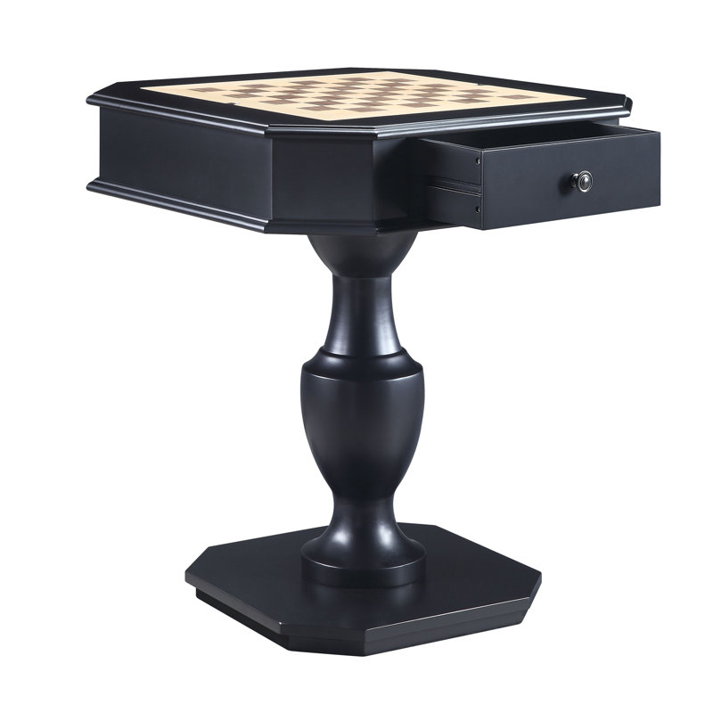 Ajavion 3 in 1 - Chess, Checkers, and Backgammon Game Table with Storage, Black