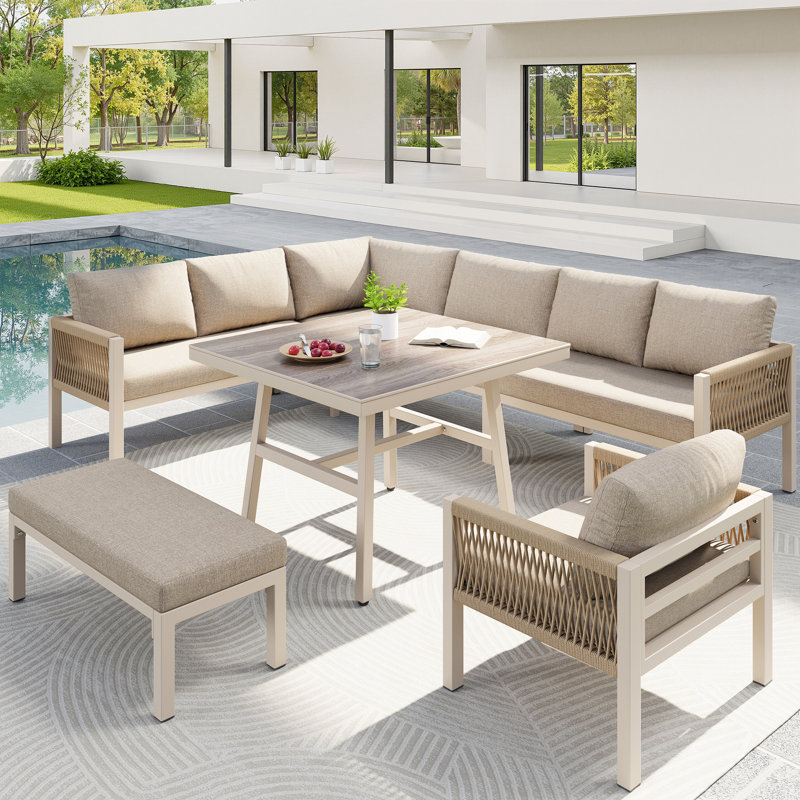 8 - Person Seating Group With Table, Beige