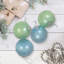 Boules de Noël en verre brillant avec gouttes de perles - 3 po (80 mm) - bleu et vert - 4 carats