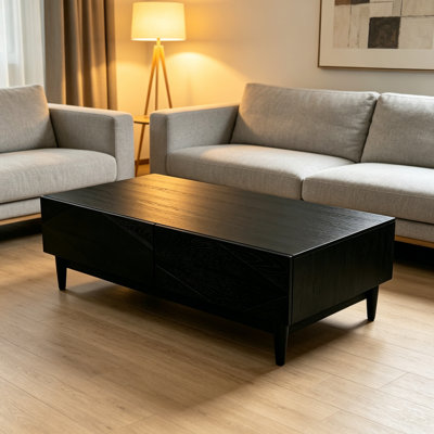 Light Luxury Wood Coffee Table With Embossment