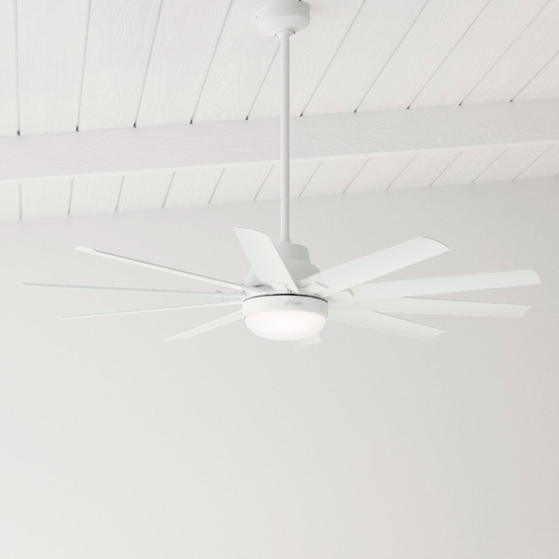 Ventilateur de plafond d'extérieur standard à 60 pales de 60 po avec contrôle mural et ensemble d'éclairage inclus Overton