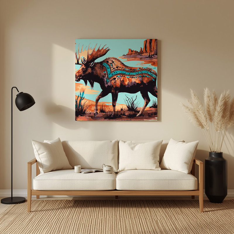 «Southwestern Animals Moose 40», art mural en métal bleu, H 144 po x l 144 po x P 0,05 po