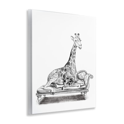 Giraffe Resting on Chaise Wall Plaque Art, design by Rachel Nieman