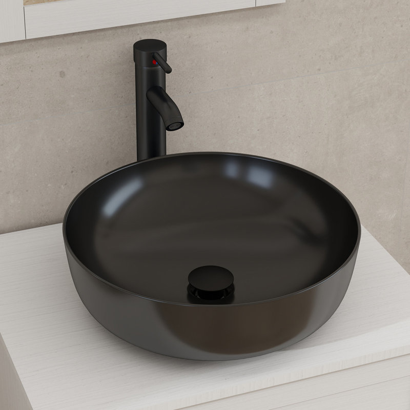 Arza 24'' Single Bathroom Vanity with Solid Surface Top, Black