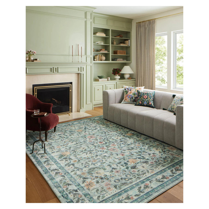 Tapis vert pastel, Rectangle 4 pi 7 po x 6 pi 6 po