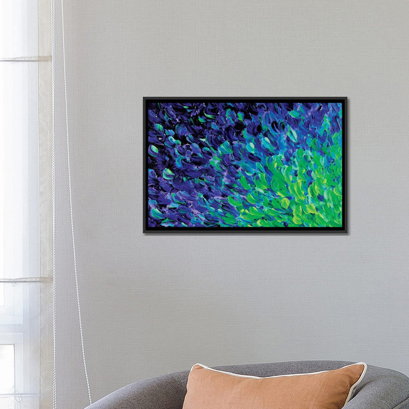 Reproduction d’art sur toile tendue, "deep sea derive i", H 18 po x l 26 po x P 1,5 po, Toile avec cadre noir, Pas de tapis