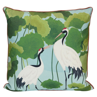 Emerald Crane Garden Pillow - Multicolor - 22" x 22"